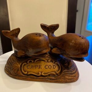Vintage 60's Cape Cod Whales Salt & Pepper Shakers Souvenir USA Treasure Craft